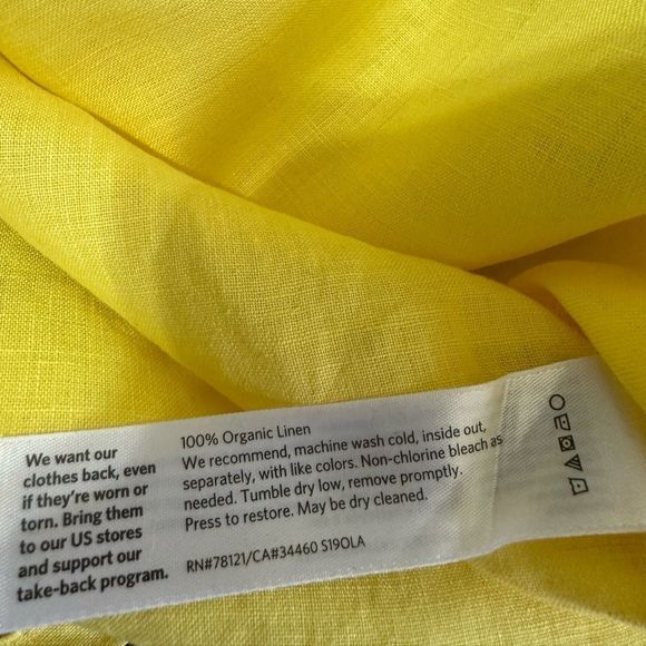 Eleen Fisher Organic Linen Top Blouse Shirt Size M Yellow - Picture 7 of 7